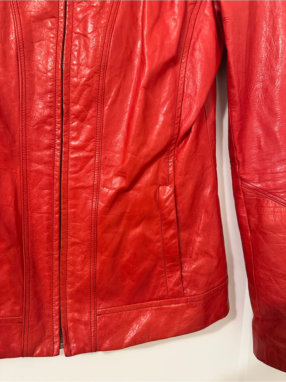 Vintage Danier Red Leather Moto Jacket Size XS Women’s - Picture 5 of 14